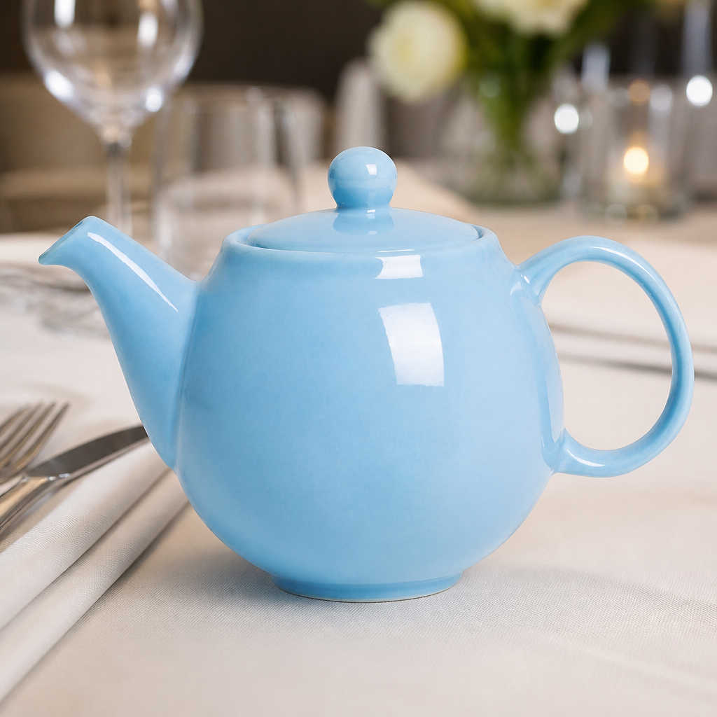 Set of 2 commercial 450ml stoneware teapots for catering
