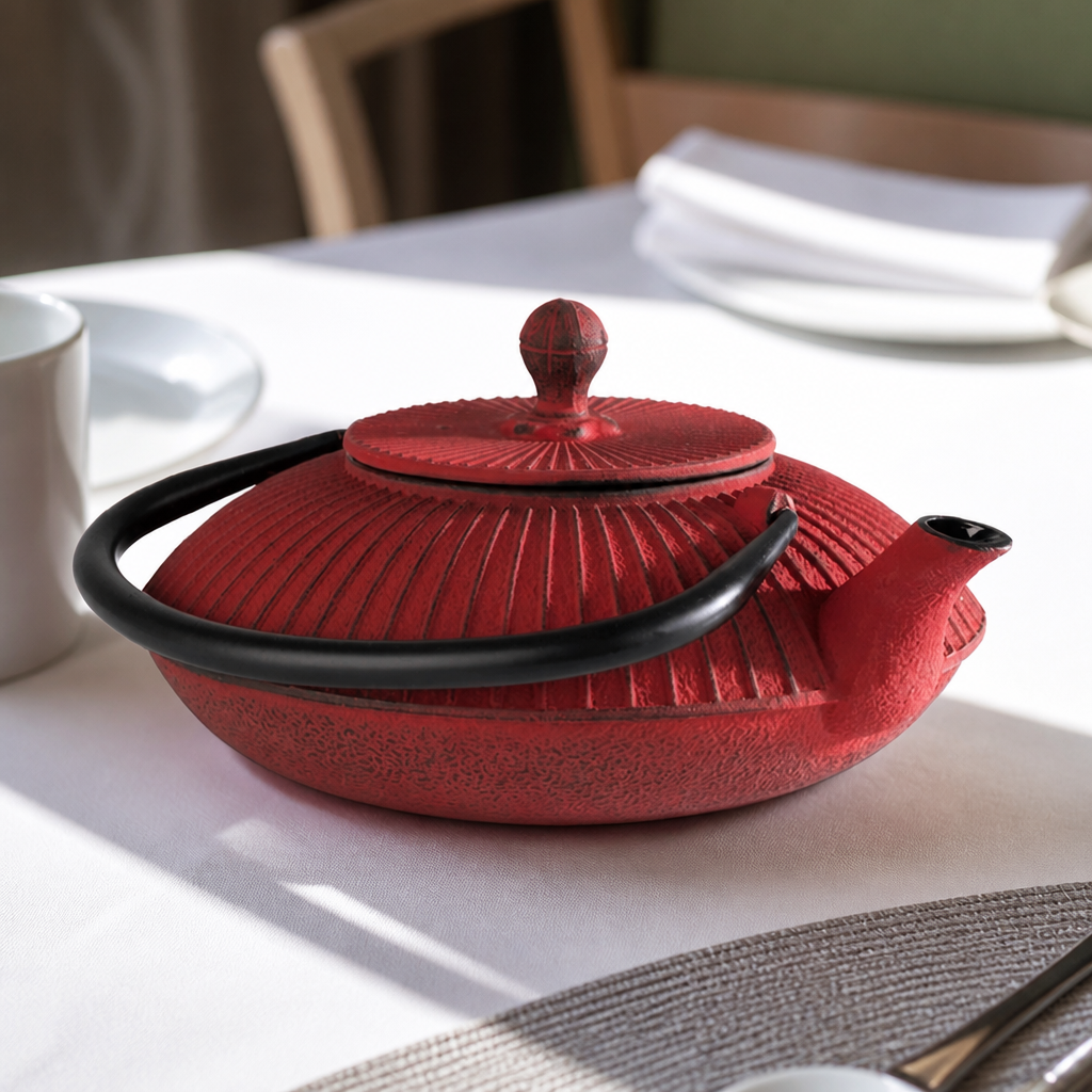 Commercial stainless steel teapot 195mm red hot drinks server