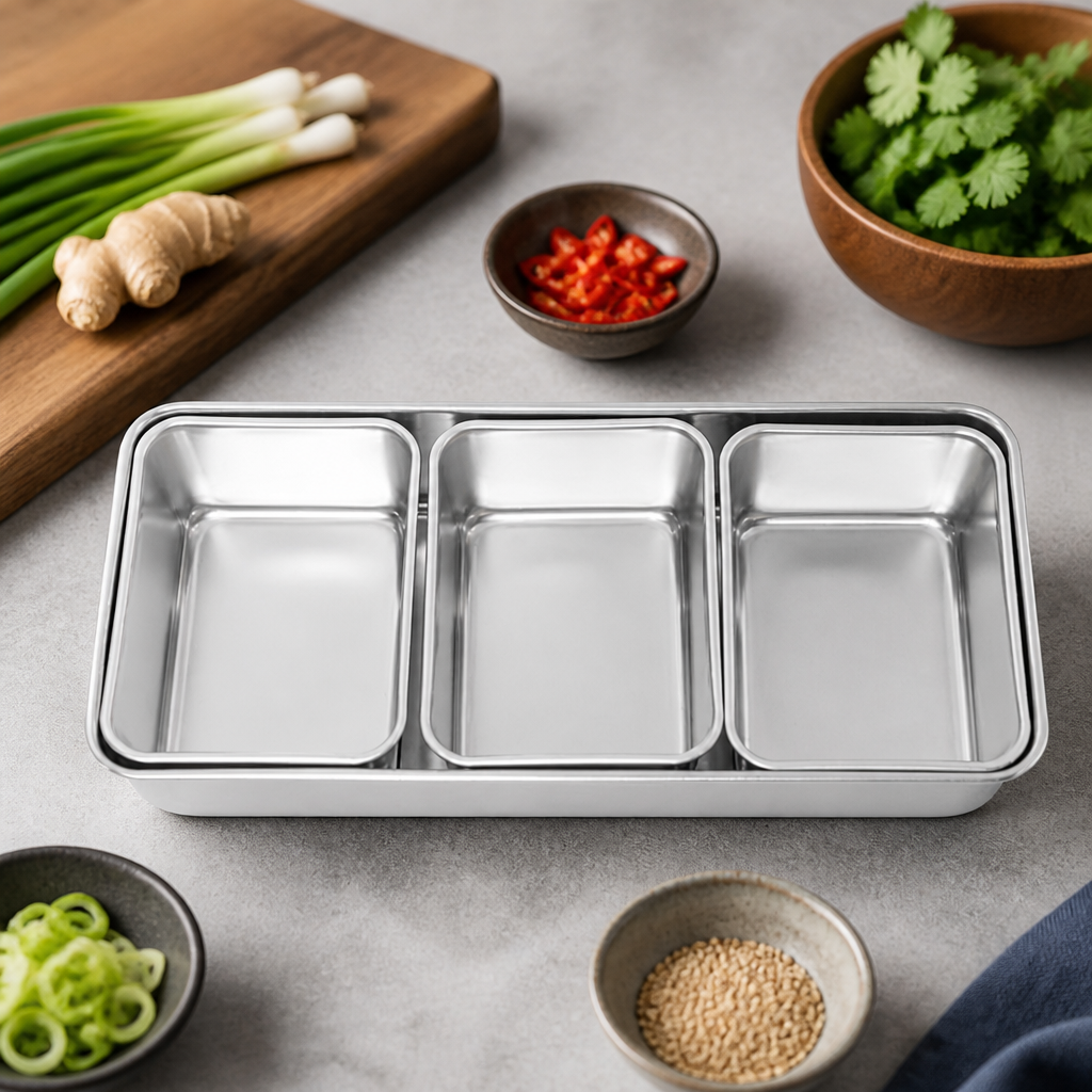 Commercial Yakumi Pan Condiment Holder with 3 large inserts
