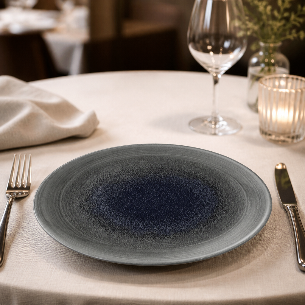 Commercial Coupe Plates Grey 218mm Super Vitrified Porcelain