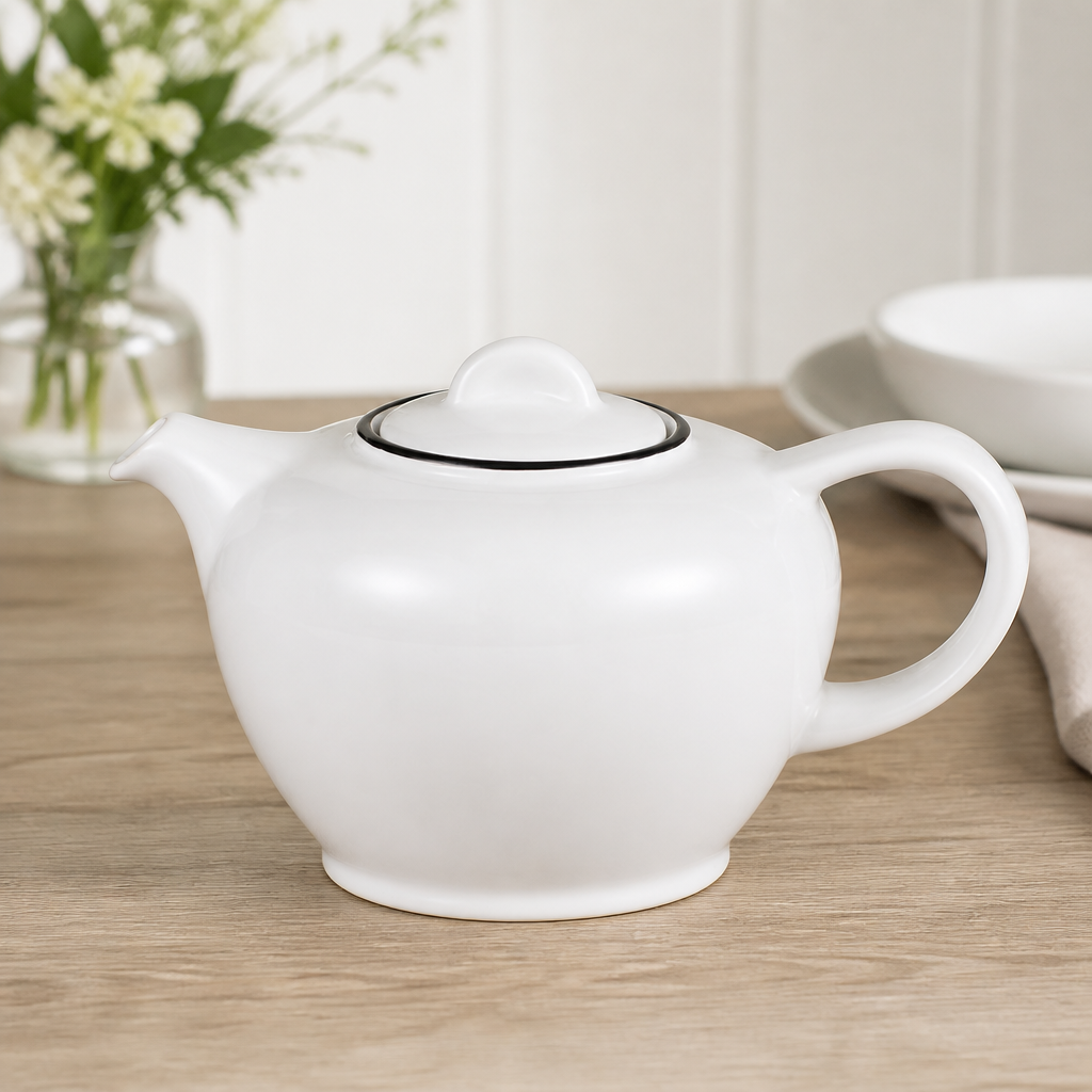 Commercial Fine China Teapot 412ml Mono Style 6 Pack