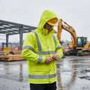 Premium High Visibility Waterproof Jacket - Breathable, EN471 Certified with Storm Flap and Concealed Hood