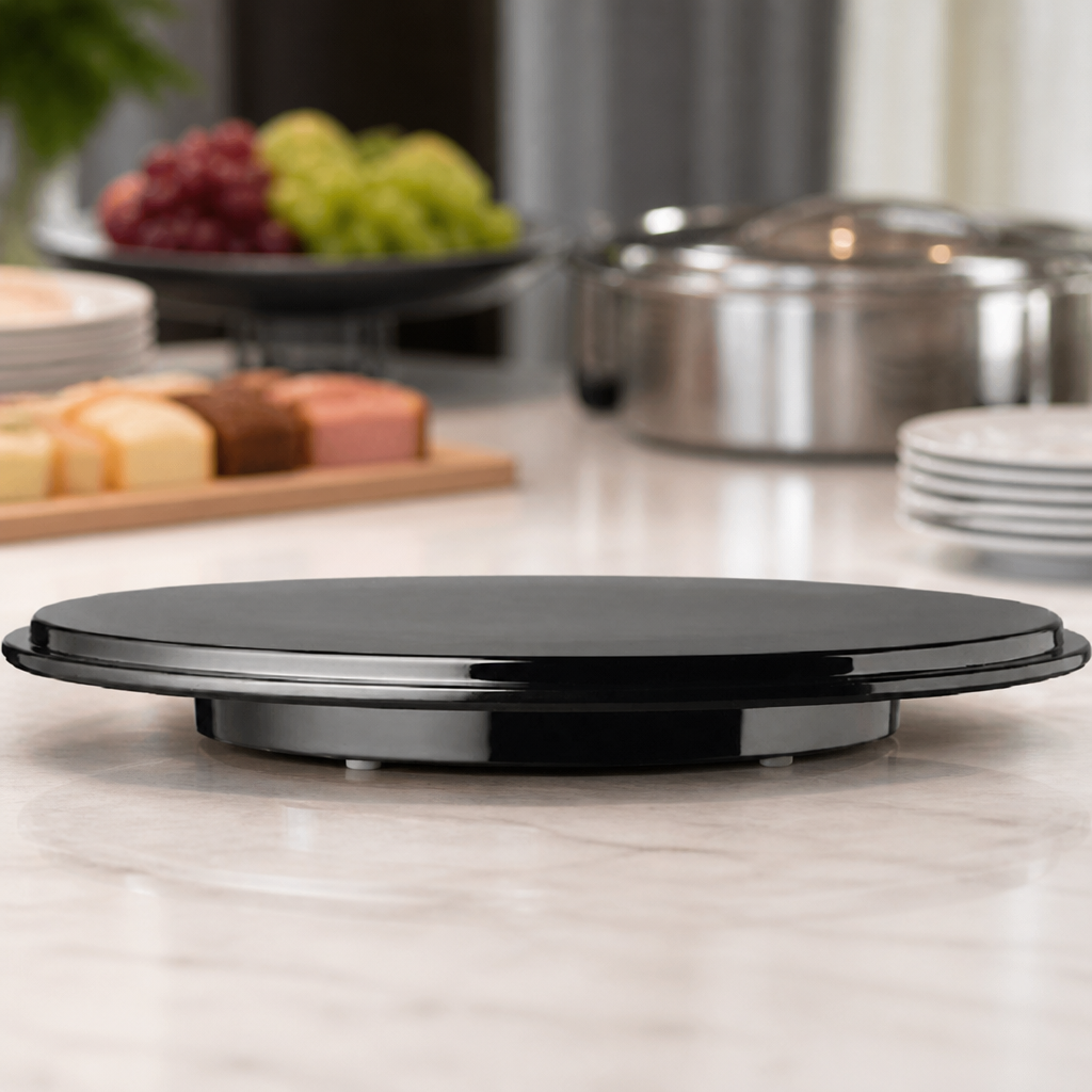 Commercial Melamine Cake Platter 310mm Round Black Display