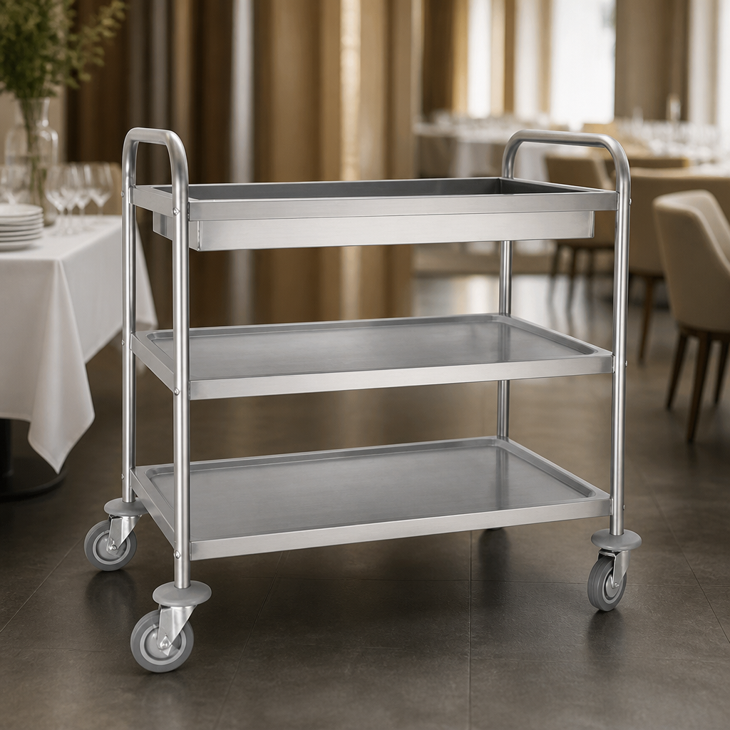 Commercial 3 Tier Deep Tray Clearing Trolley 150kg Capacity