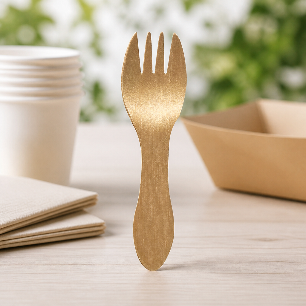Disposable Wooden Mini Forks 102mm for Catering Events 1000 Pack