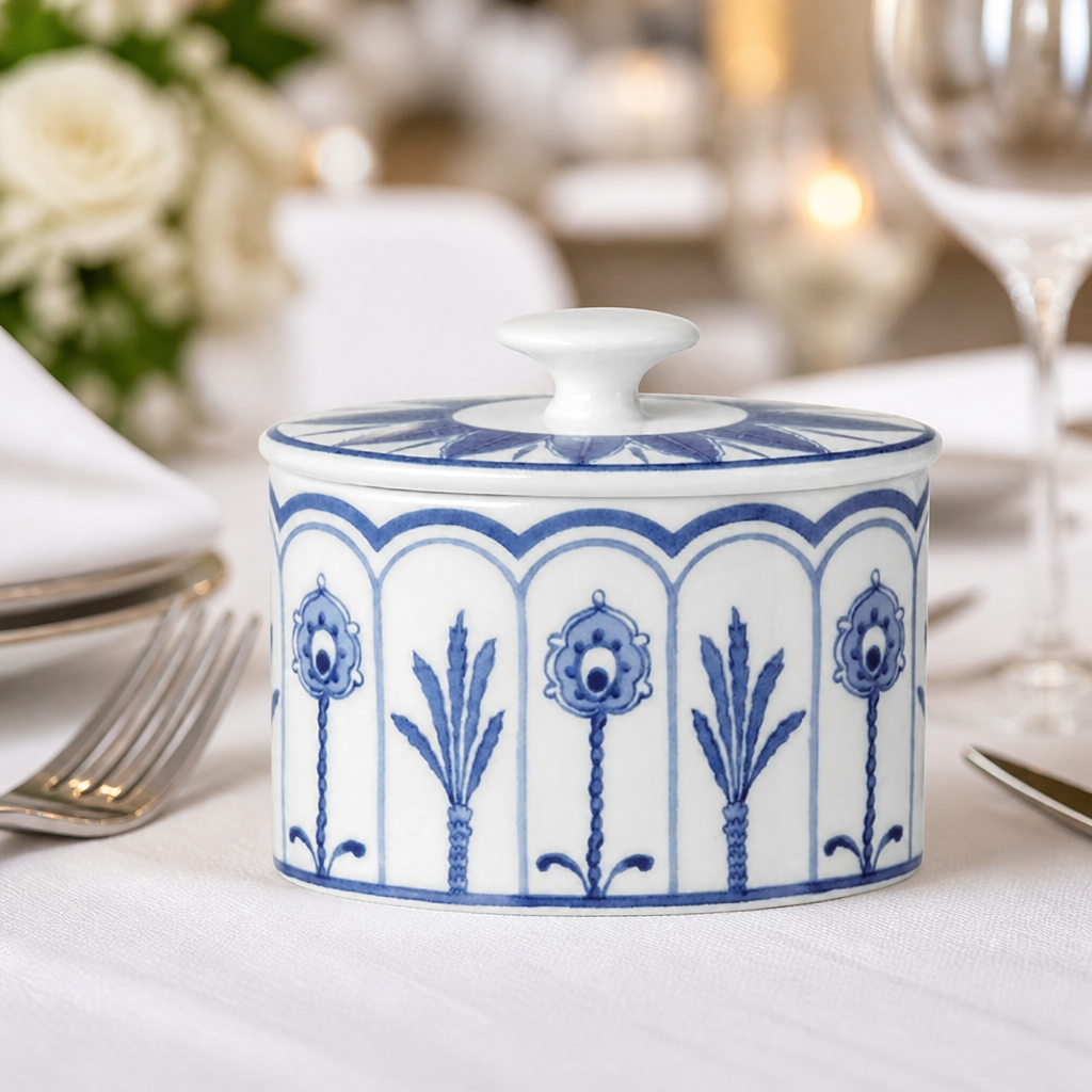 Commercial Oval Sugar Bowl 90mm hand-decorated 12 pack