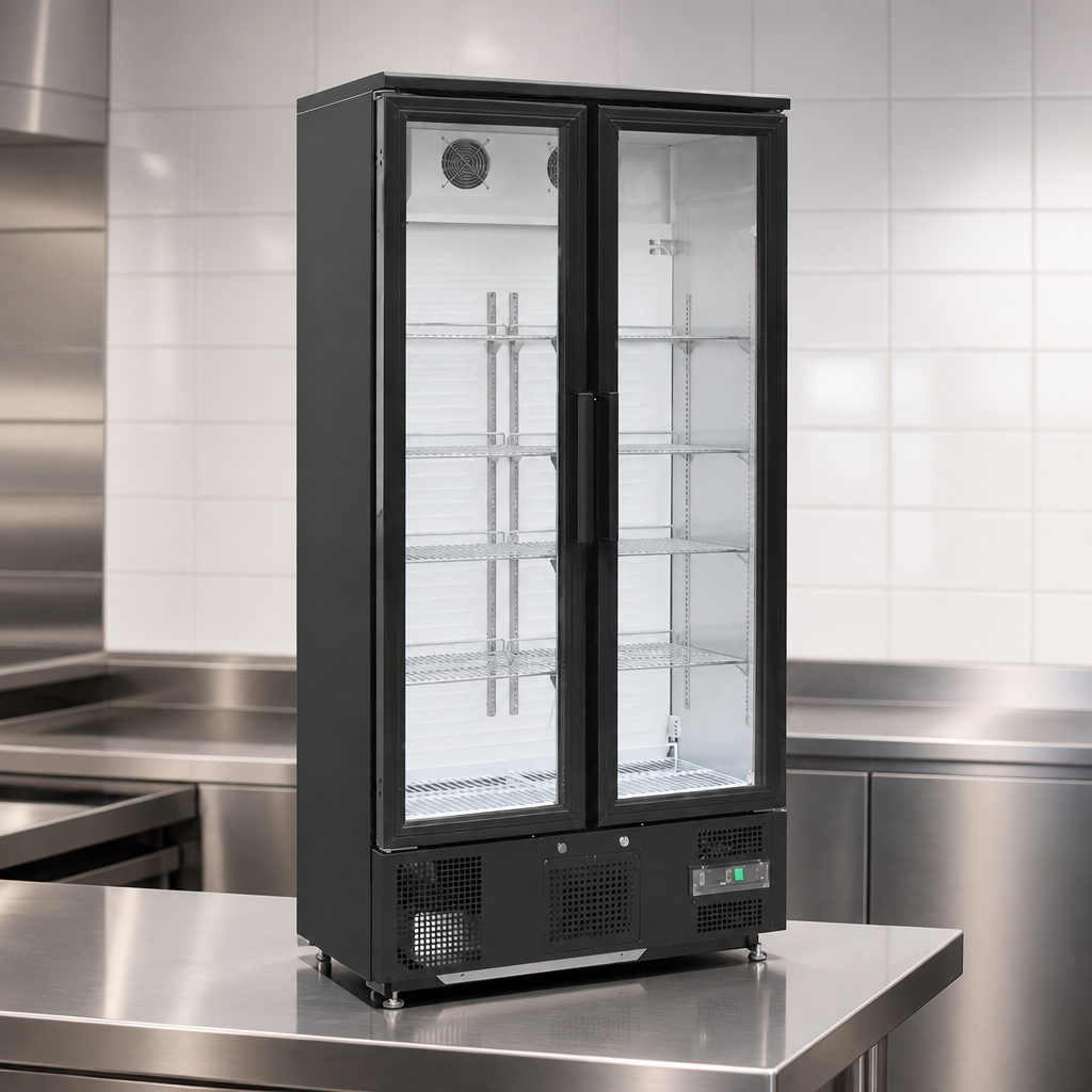 Commercial Upright Back Bar Cooler 490Ltr with Hinged Doors