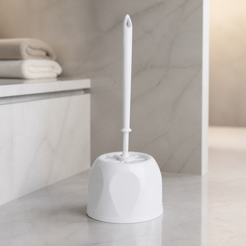 Round Toilet Brush with Holder for commercial washrooms