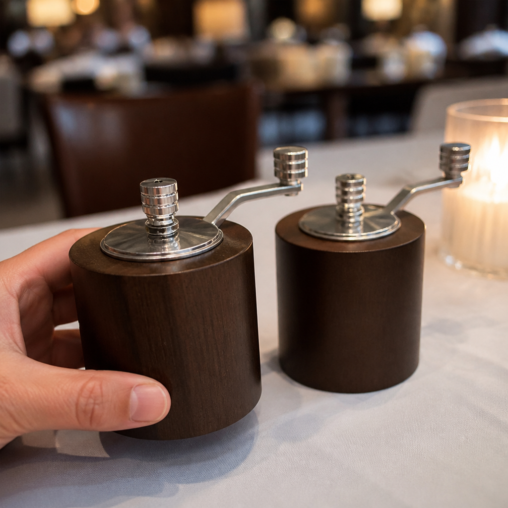 Commercial Dark Wood Salt and Pepper Mill Grinder Set 80mm