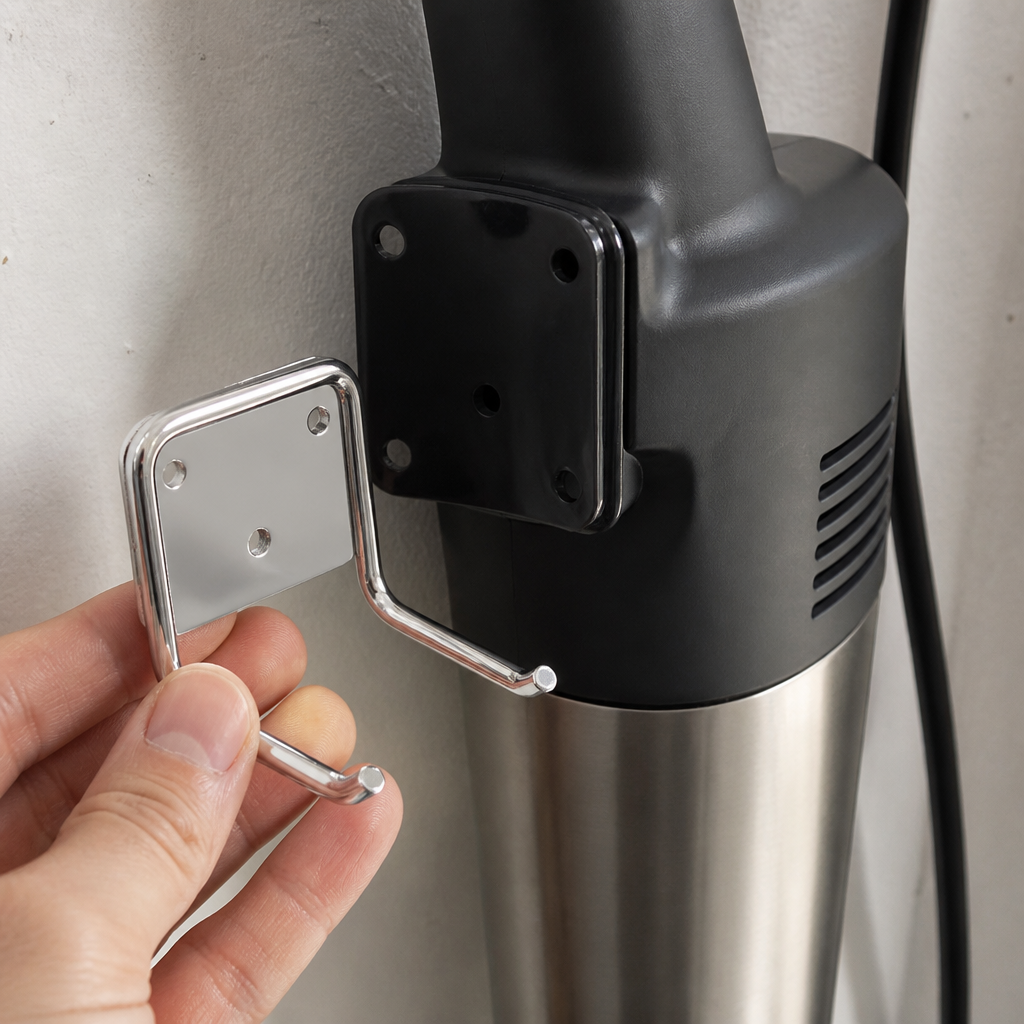Commercial stainless steel wall hanger for stick blender
