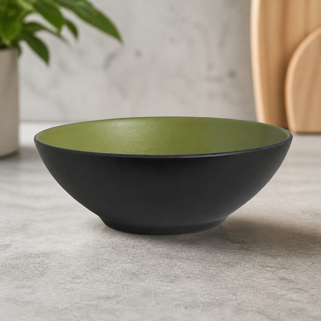Baja cactus green round melamine bowls 184mm 24 pack