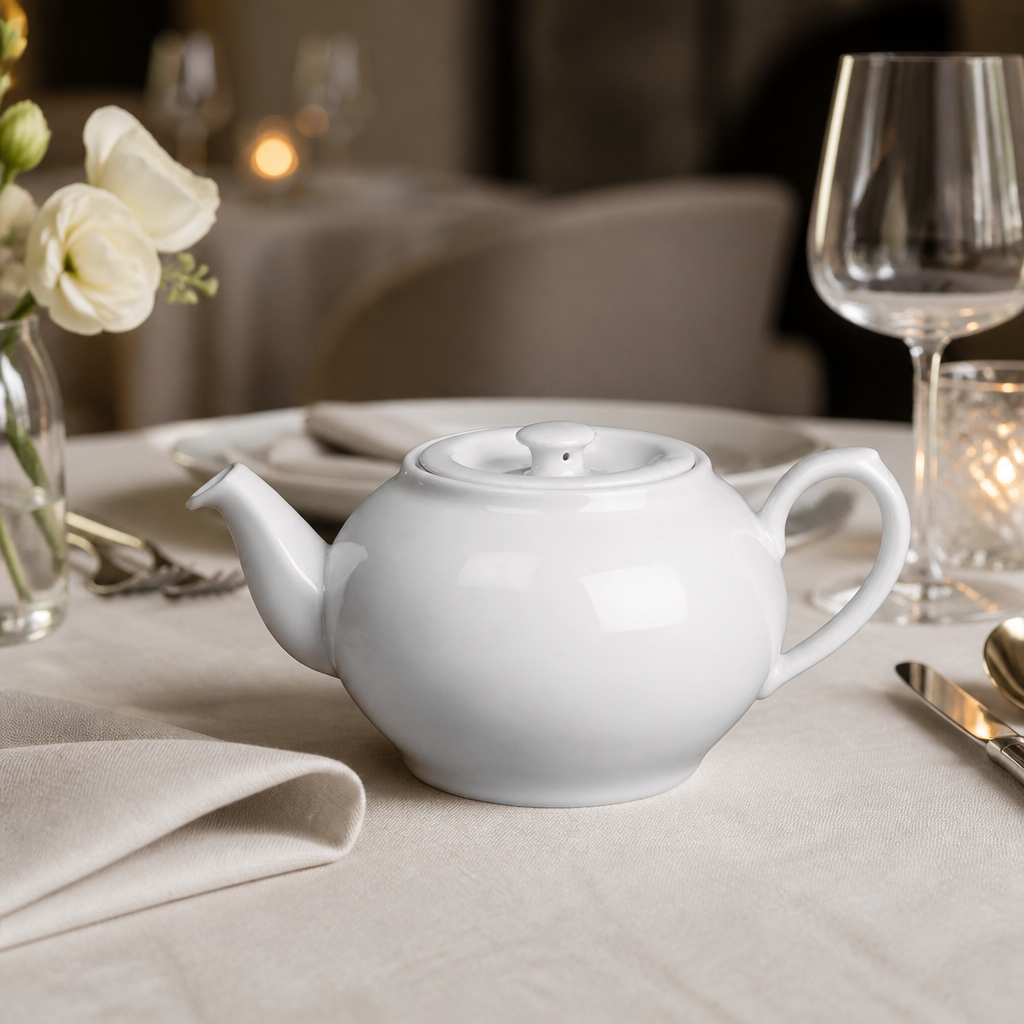 Commercial Porcelain Teapots 600ml 2 Pack