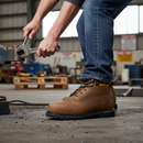Premium Heavy Duty Safety Boot with Goodyear Welted Rubber Sole, Full Grain Leather Upper, and Moisture Wicking Lining in Brown - Sizes 6-15