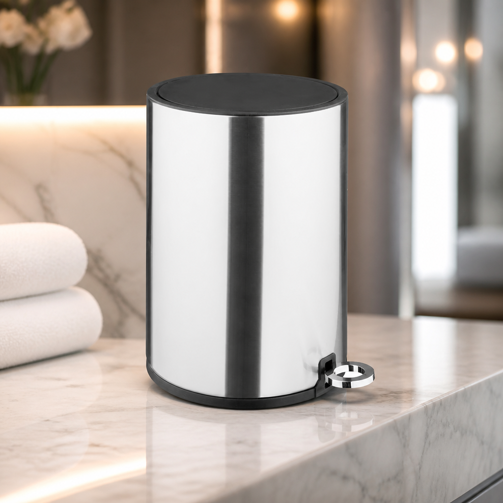 Commercial Soft Close Pedal Bin 6Ltr in brushed steel finish