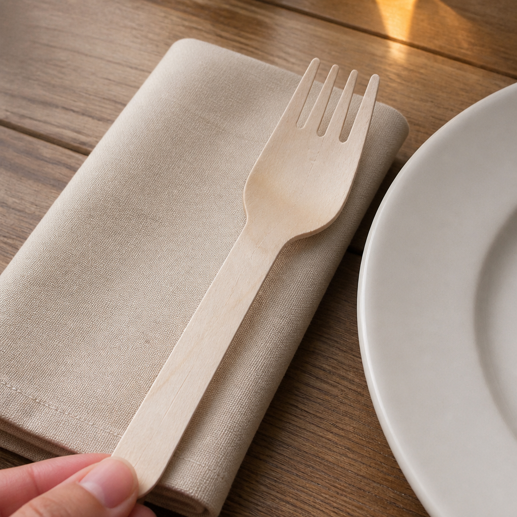 Disposable wooden forks 155mm eco-friendly cutlery