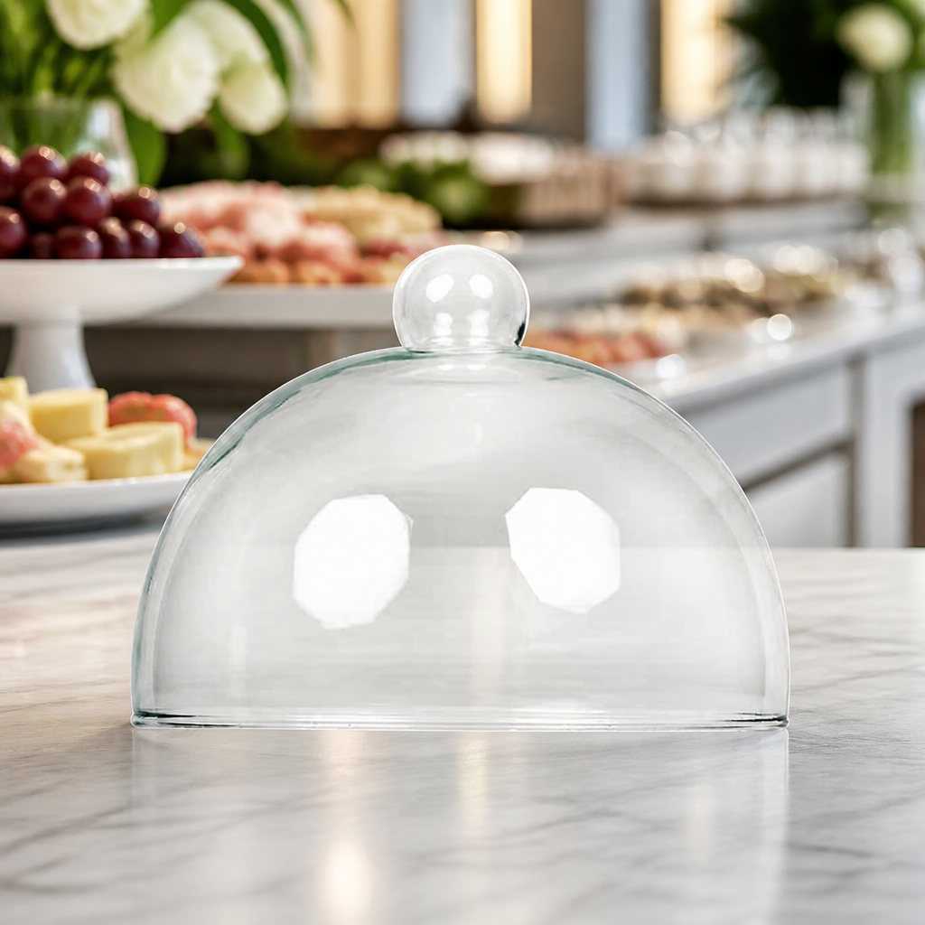 210mm Glass Cloche for food display and infusion use