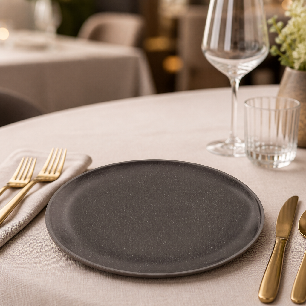Commercial Charcoal Chia Plates 205mm - 6 Pack