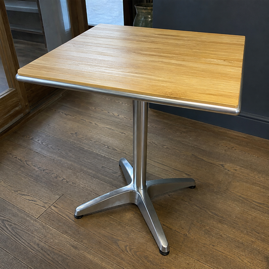700mm Square Outdoor Bistro Table Top in Aluminium and Ash Wood