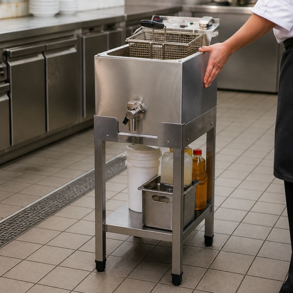 Commercial Fryer Stand for Single Fryer with Ergonomic Shelf