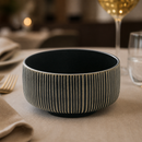 Commercial Deep Bowls 150mm Black & White Stoneware Set of 6