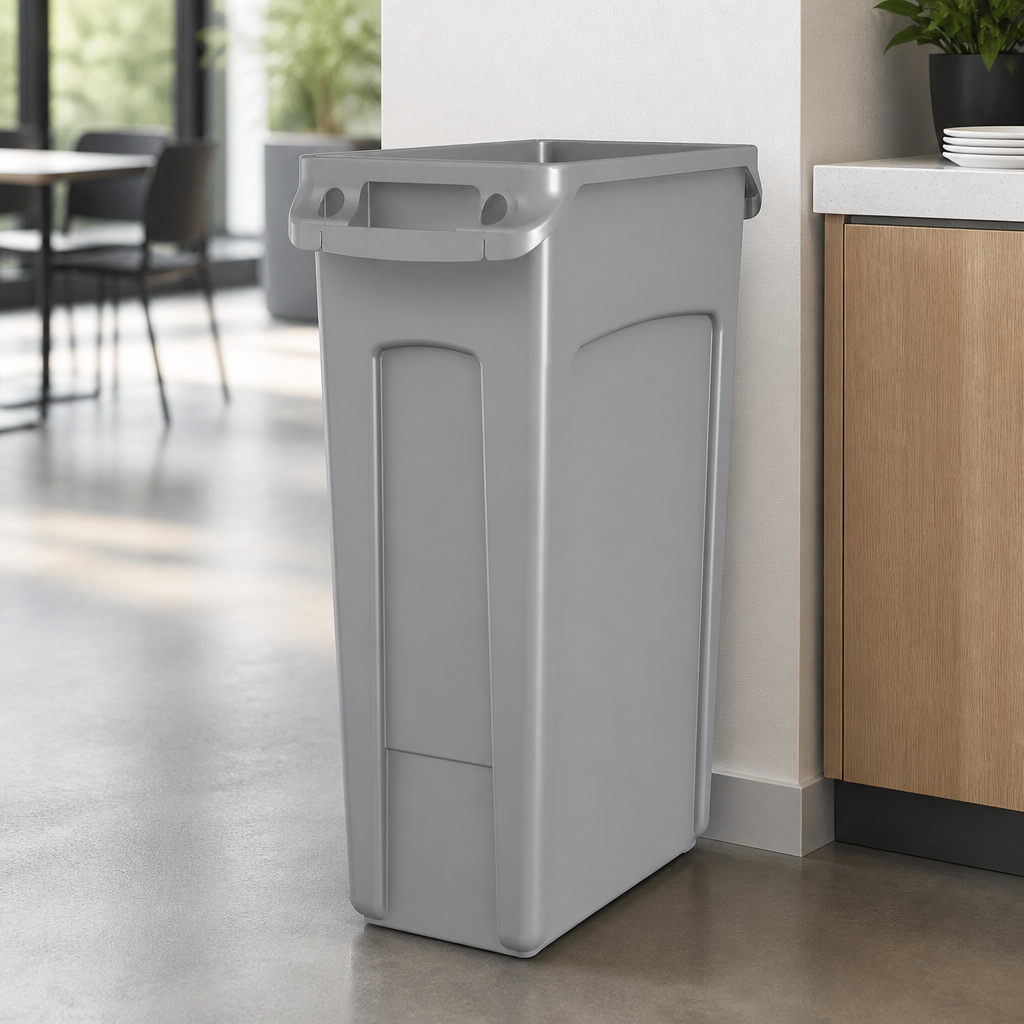 Commercial Recycling Bin 87L with Venting Channels Grey