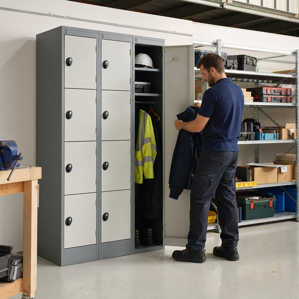 10 Compartment Locker with Integrated Wardrobe, 960mm Wide