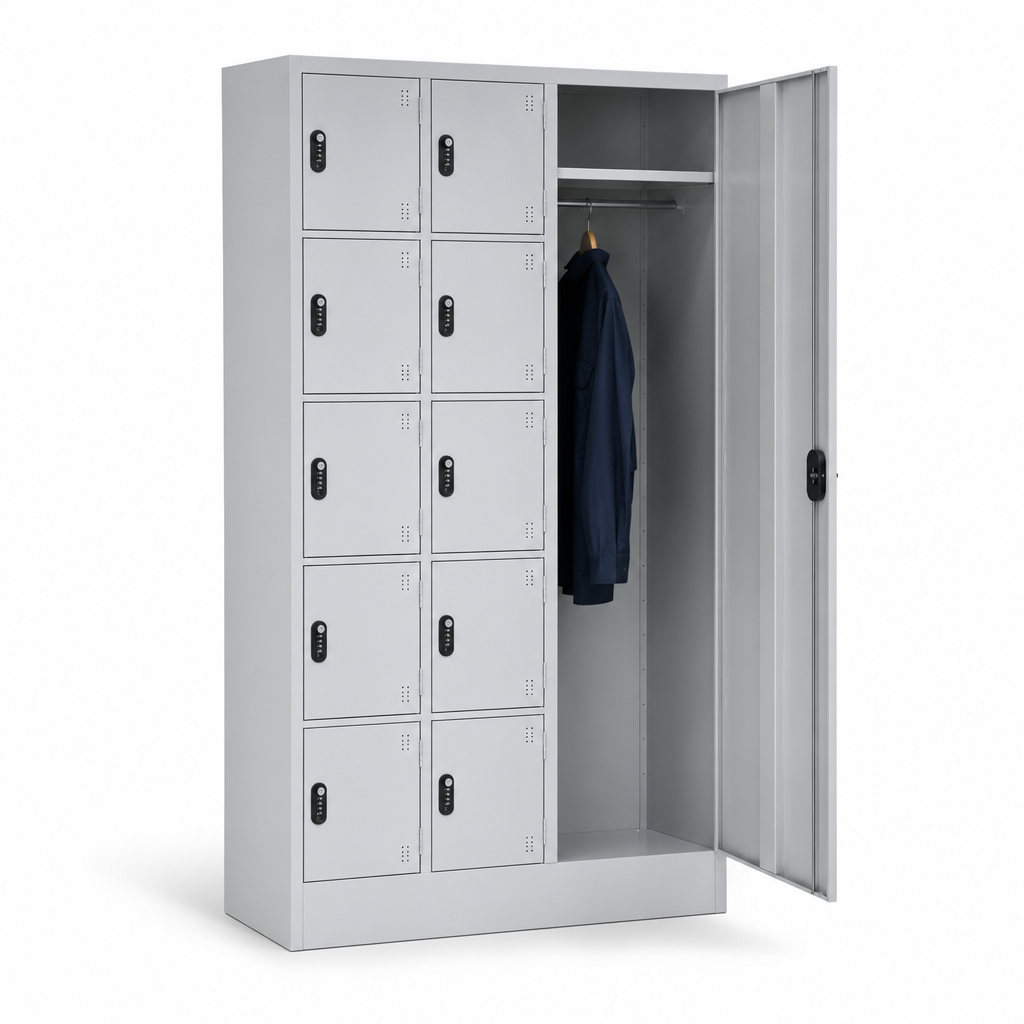 10 Compartment Locker with Integrated Wardrobe, 960mm Wide