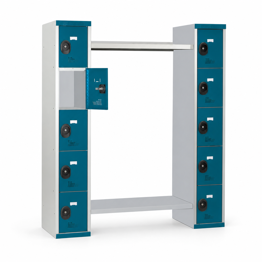 10 Compartment Locker with Integrated Wardrobe, 960mm Wide