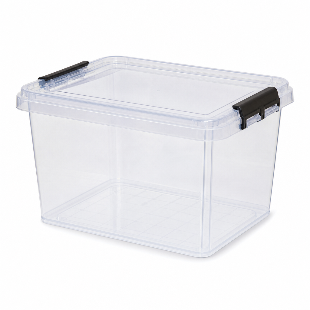 10 Litre Clear Plastic Storage Box with Clip Lock Lid