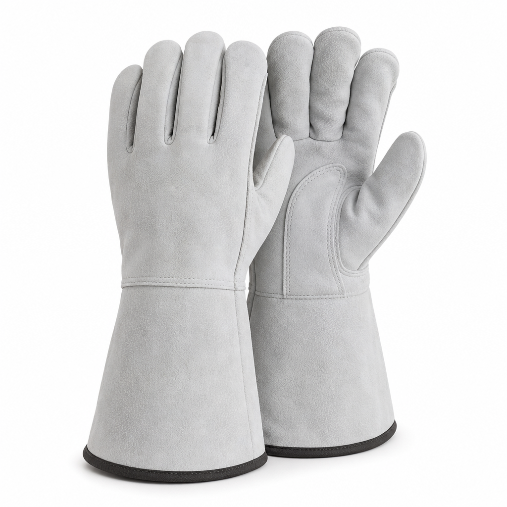 100°C Heat-Resistant Leather Protective Gloves with Cuff