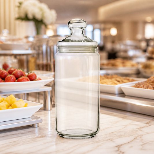 1.5L Clear Glass Biscotti Jars - Set of 6 Commercial Storage