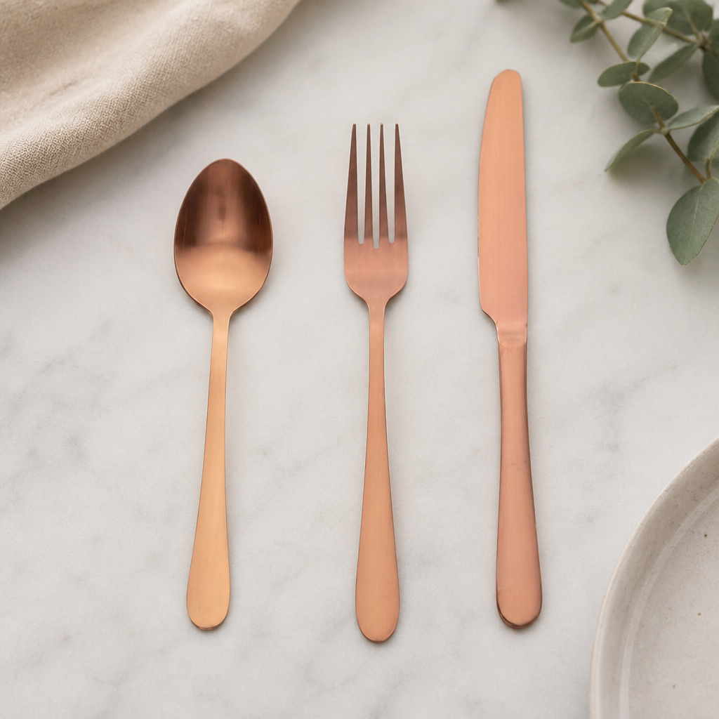 Commercial Copper Cutlery Sample Set - Knife, Fork, Spoon