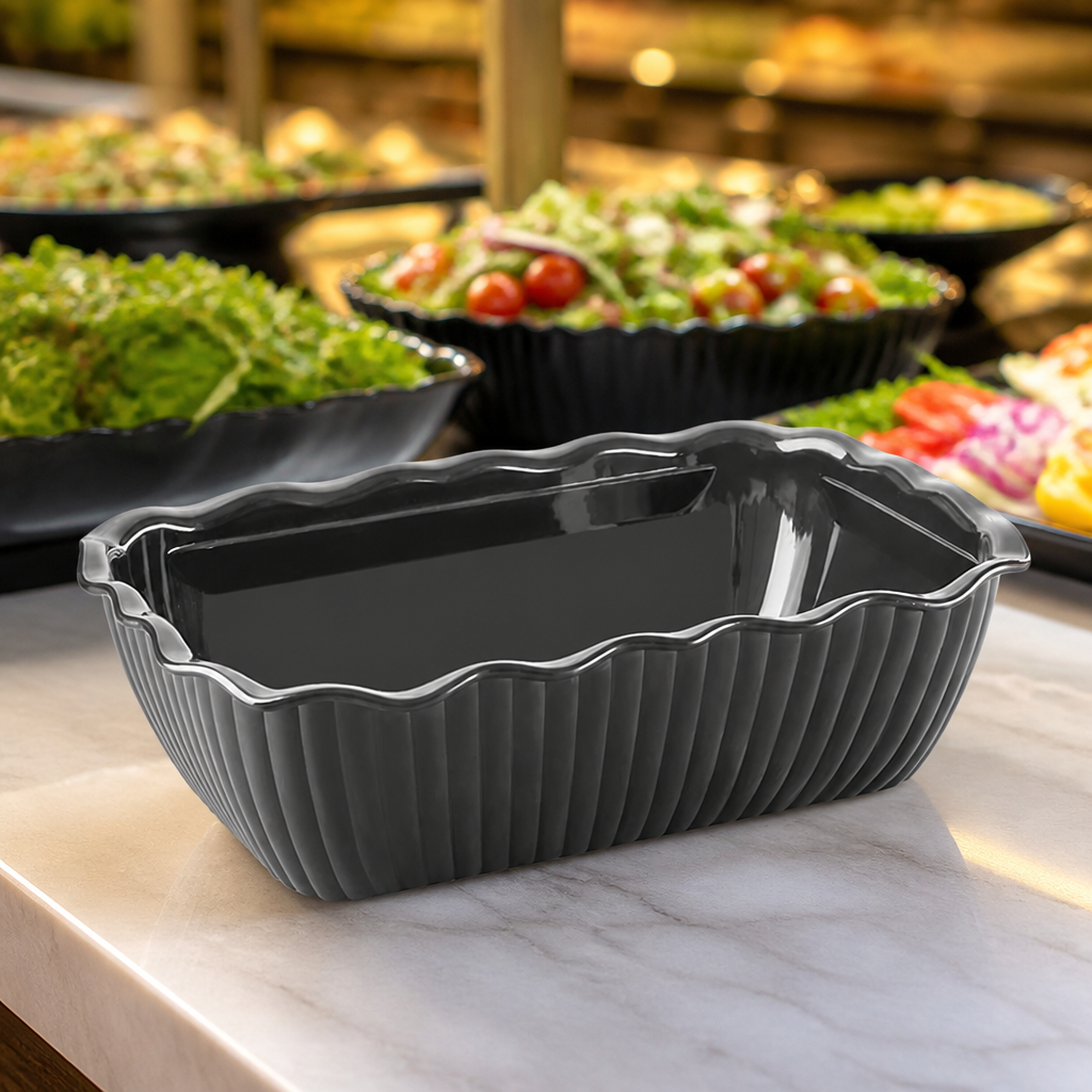 Medium Commercial Salad Crock 2L in durable black SAN plastic