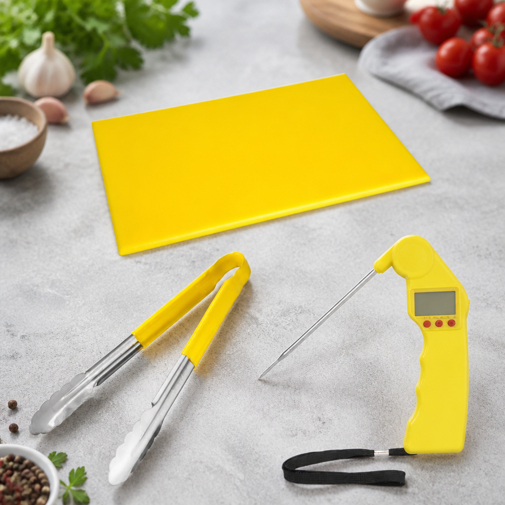 Commercial Food Safety Thermometer with Colour Coded Tongs Set