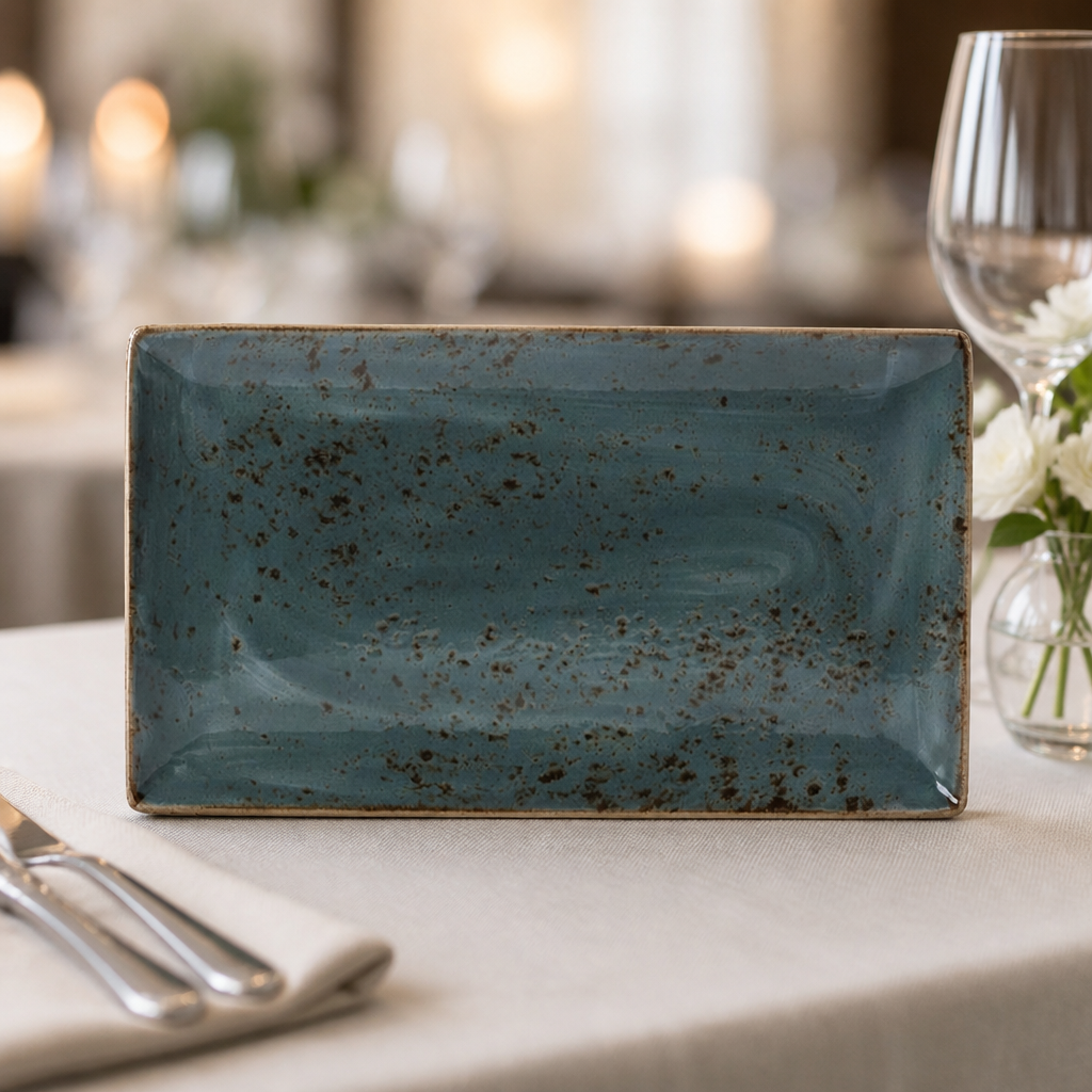 Commercial Rectangular Platter 330x190mm Blue 6 Pack