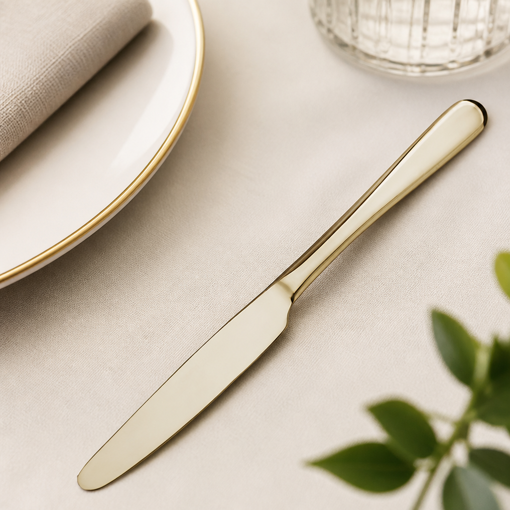 Champagne Gold Table Knives 12 Pack Commercial Catering Cutlery