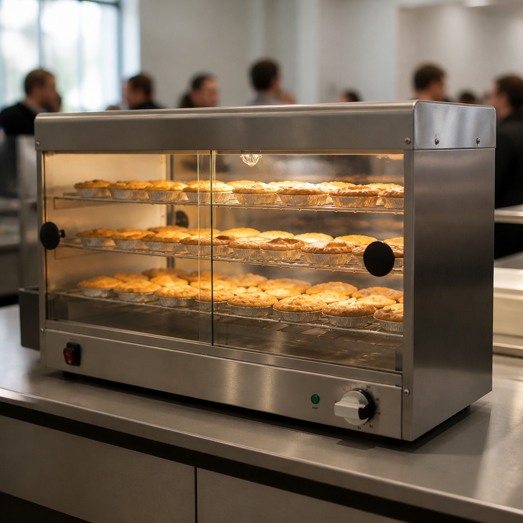 Commercial Pie Cabinet with 60 pie capacity and sliding glass doors