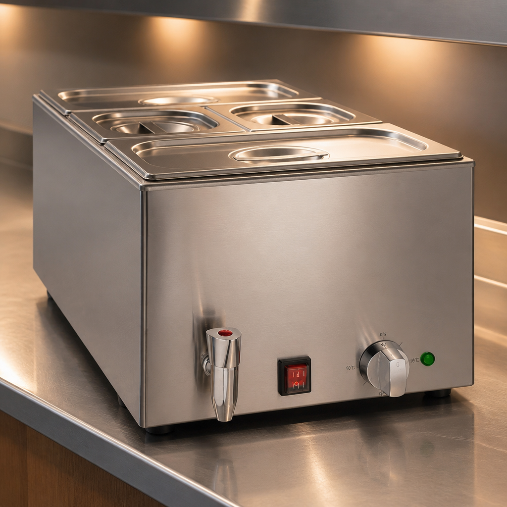 21Ltr Commercial Bain Marie with drain tap and pans