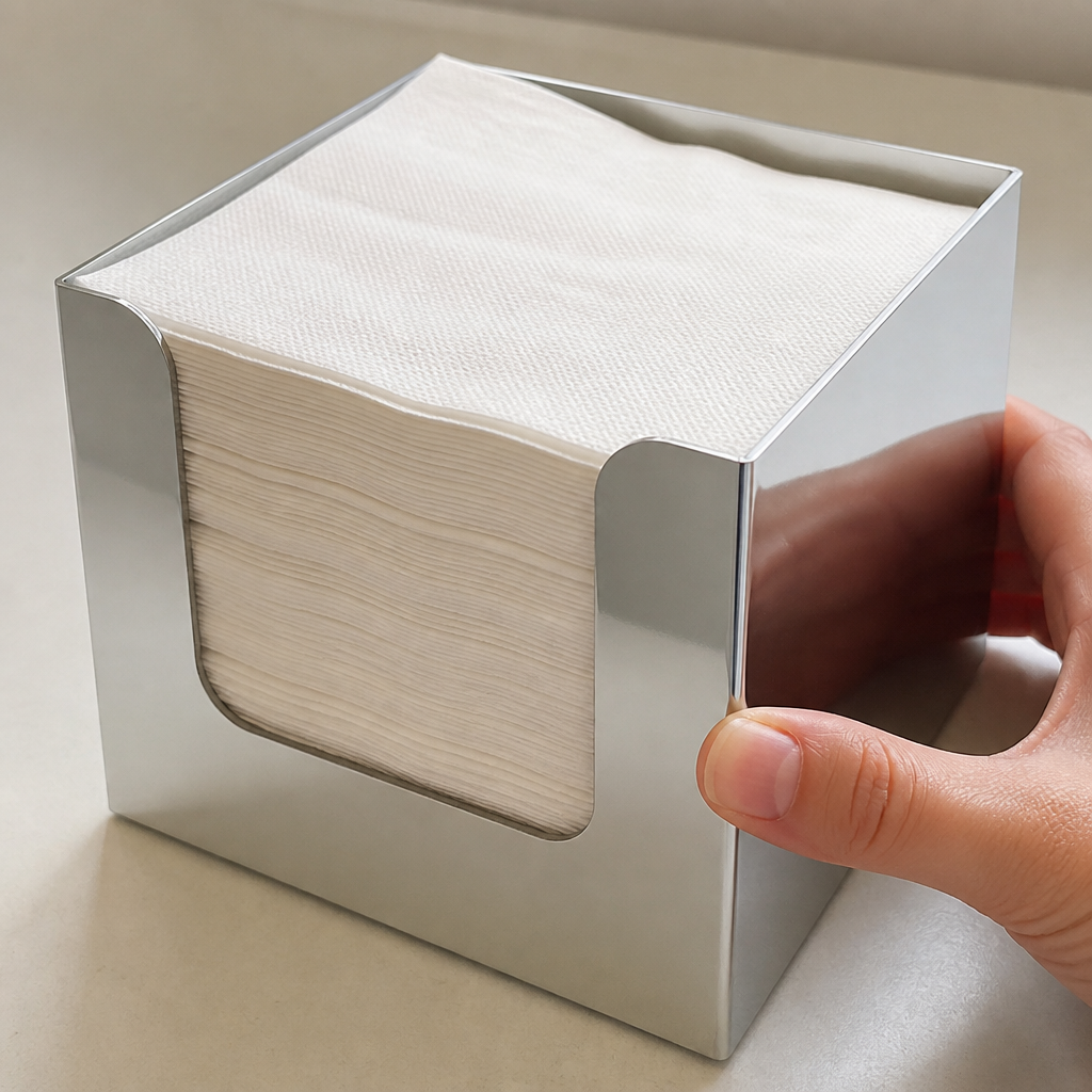 Commercial Chrome Napkin Holder 103mm High for Catering
