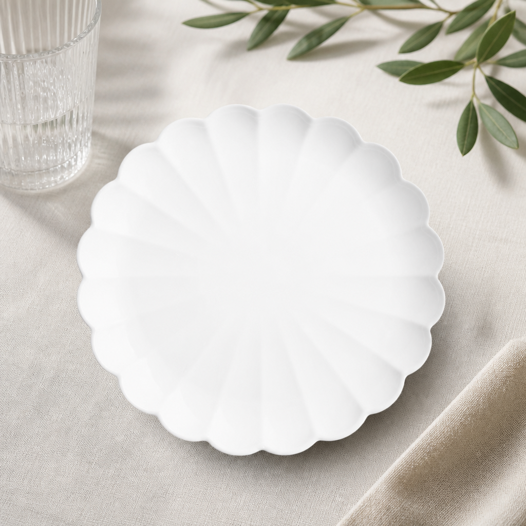 Commercial Scalloped Dinner Plates 226mm 6 Pack