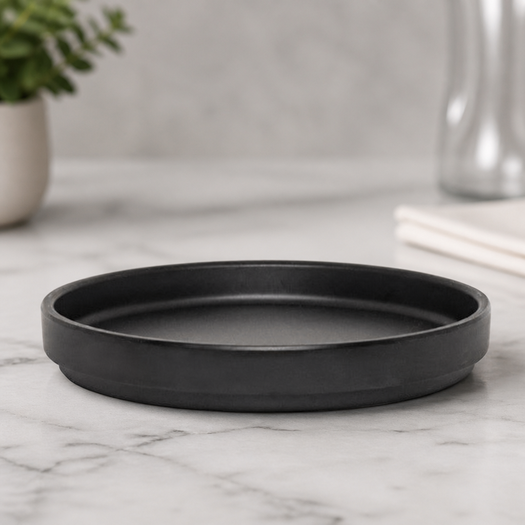 Commercial Stackable Black Plates 159mm Dia 6 Pack