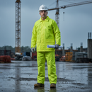 Premium Lightweight Waterproof Rainsuit in High Visibility Yellow with Elasticated Trousers and Heavy Duty Zipper