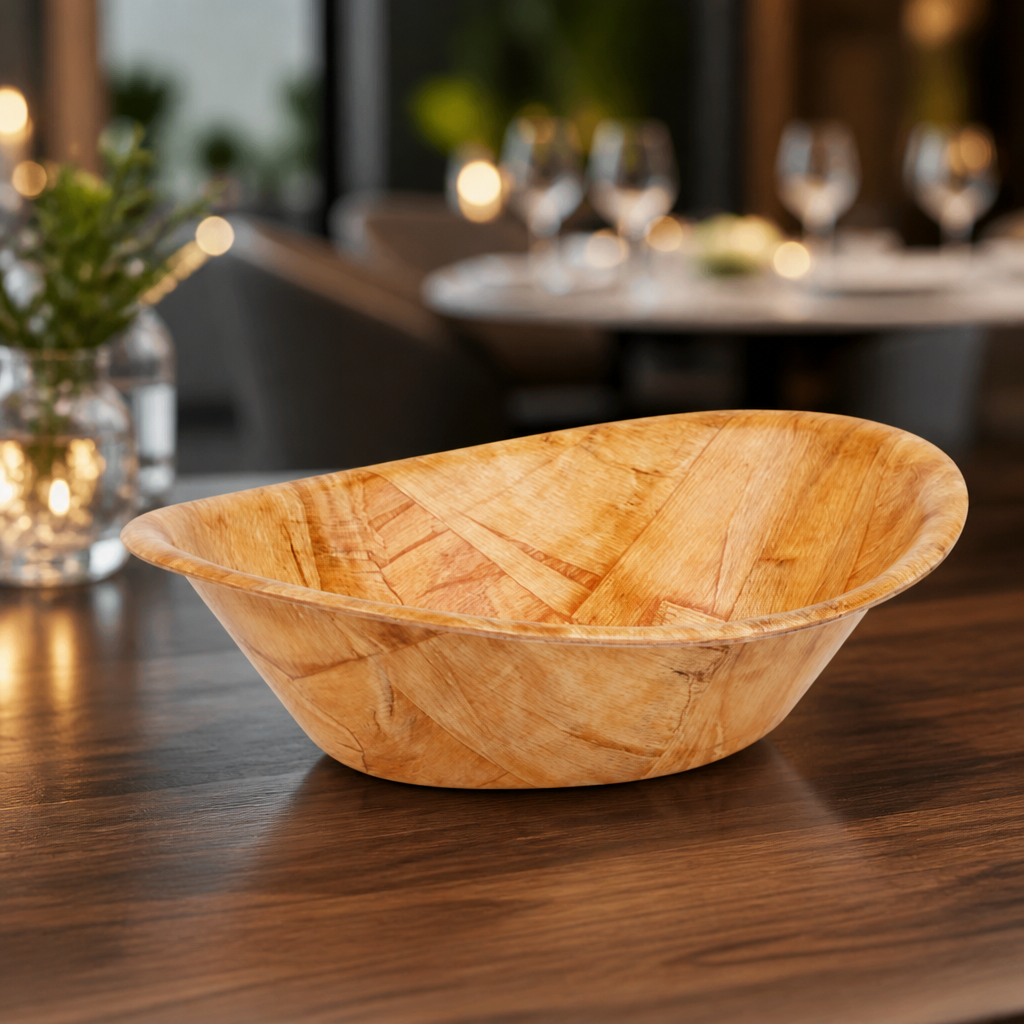 Small wooden serving bowl for commercial catering 190x255mm