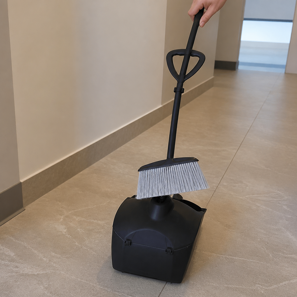 Commercial Lobby Dustpan and Brush Set with Extra Handles
