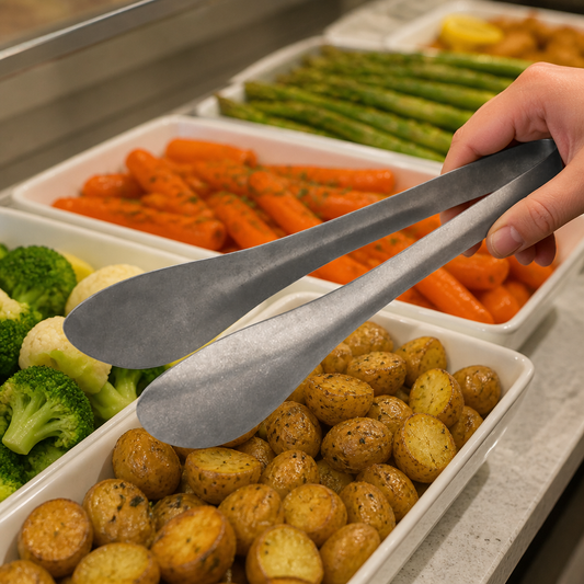 225mm Stainless Steel Commercial Serving Tongs for Food Prep