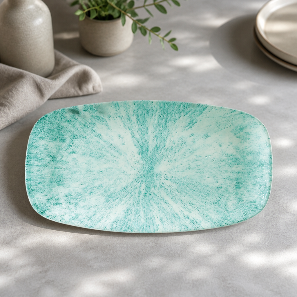 Commercial Oblong Chef Plates Aquamarine 189 x 355mm 6 Pack