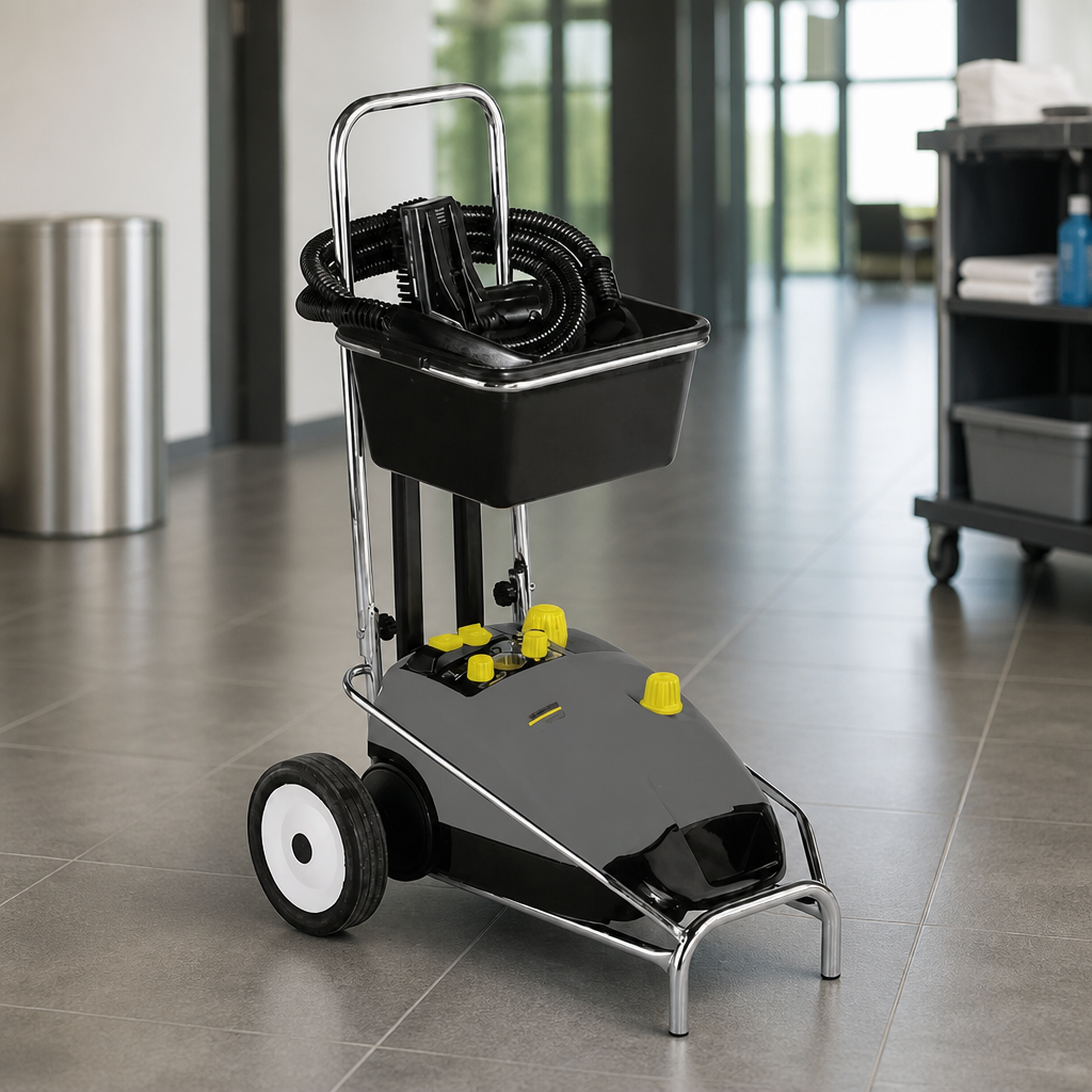 Commercial Trolley for Steam Cleaner with Integrated Storage