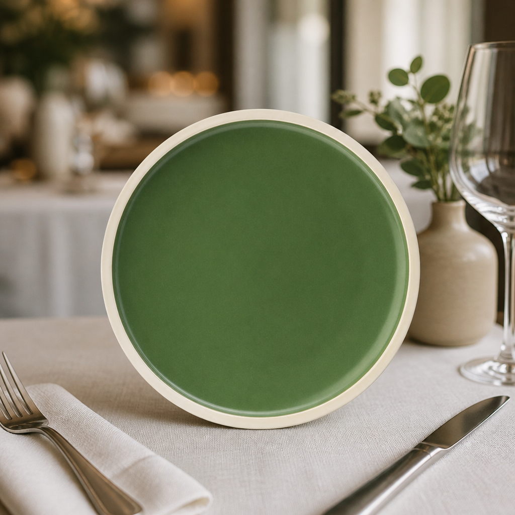 Commercial Vitrified Porcelain Plates 240mm in Forest Green