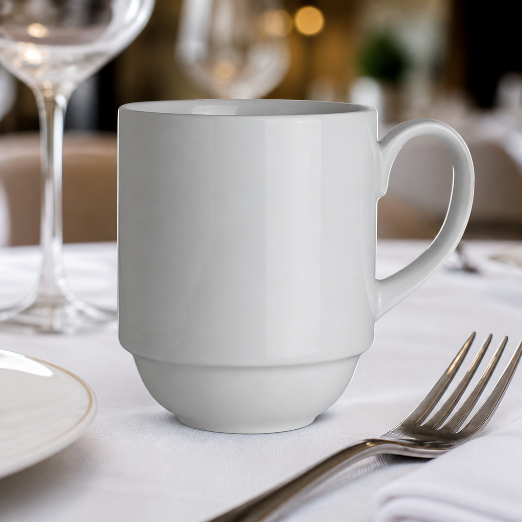 Commercial 325ml porcelain stacking mugs - 36 pack