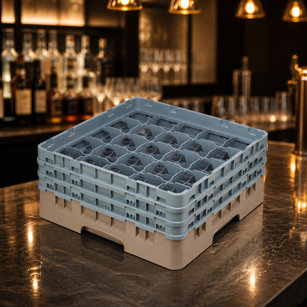 Commercial Dishwasher Rack 25 Compartments Max Glass Height 174mm
